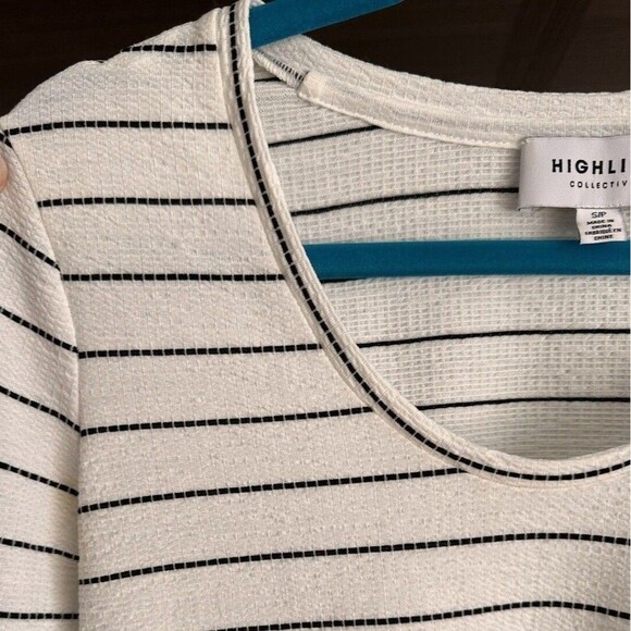 Highline Collective Madewell Bell Sleeve Striped Knit Top Blouse White Black S - Picture 3 of 5